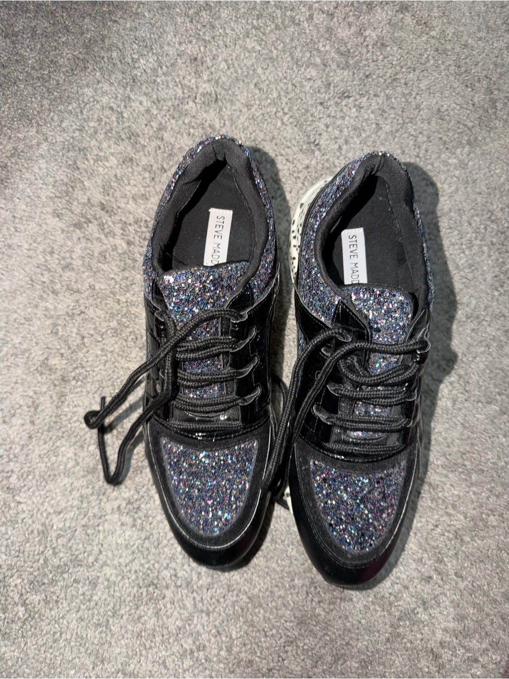 Steve Madden Black Multi-Glitter Lace-Up Sneakers